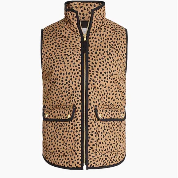 J. Crew Jackets & Blazers - J Crew Animal-print puffer vest with snap pockets sz. M